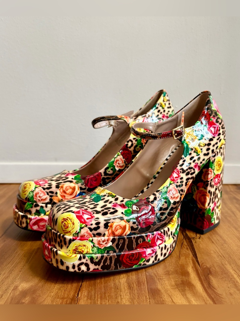 Betsey Johnson Leopard Floral platforms